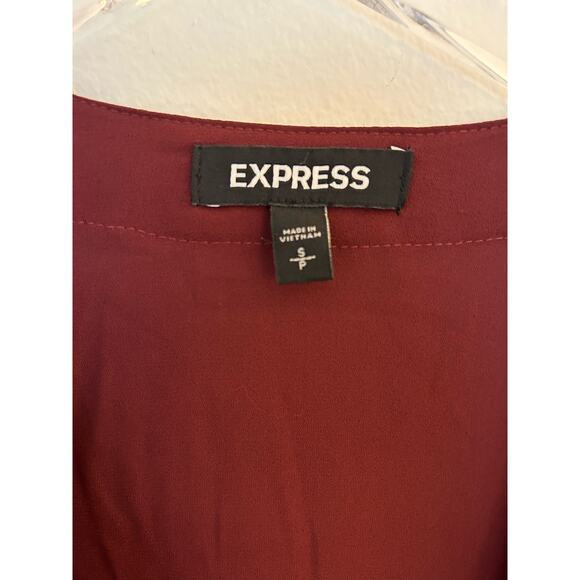 Express Maroon Surplice Tie Front Wrap Blouse Size Small - Picture 4 of 7